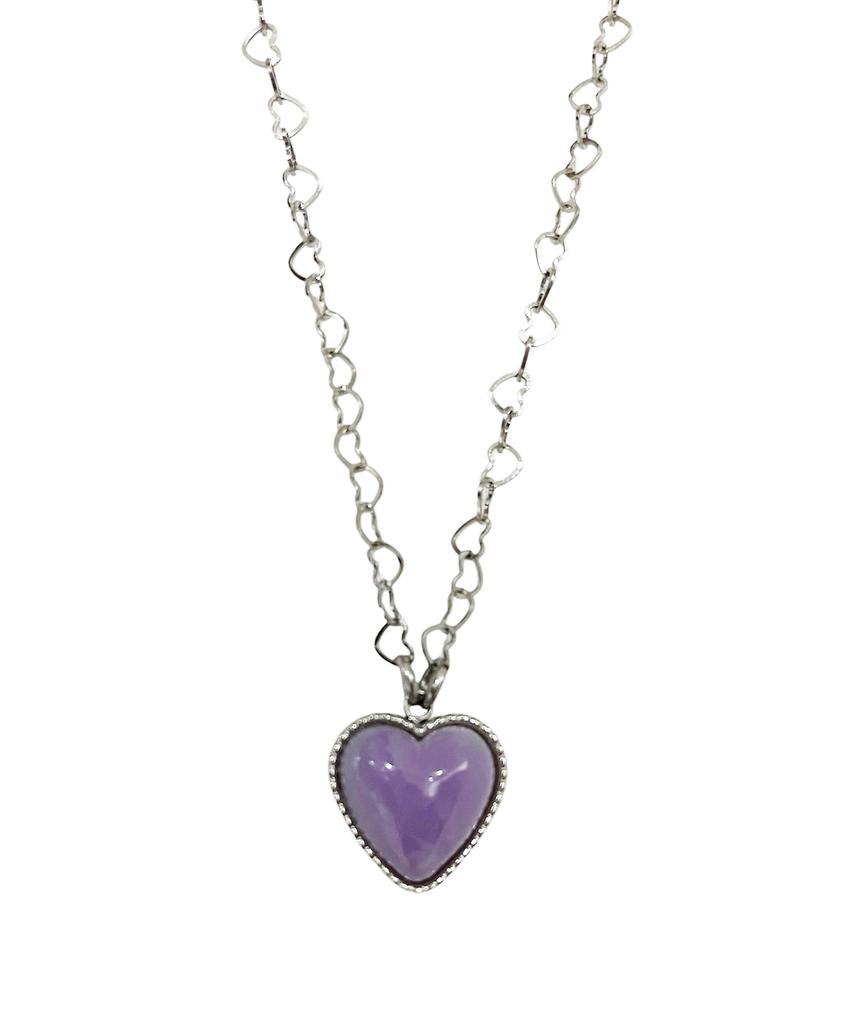 Sk8Er Rock Blossom Love Heart Chain Surgical Steel Necklace