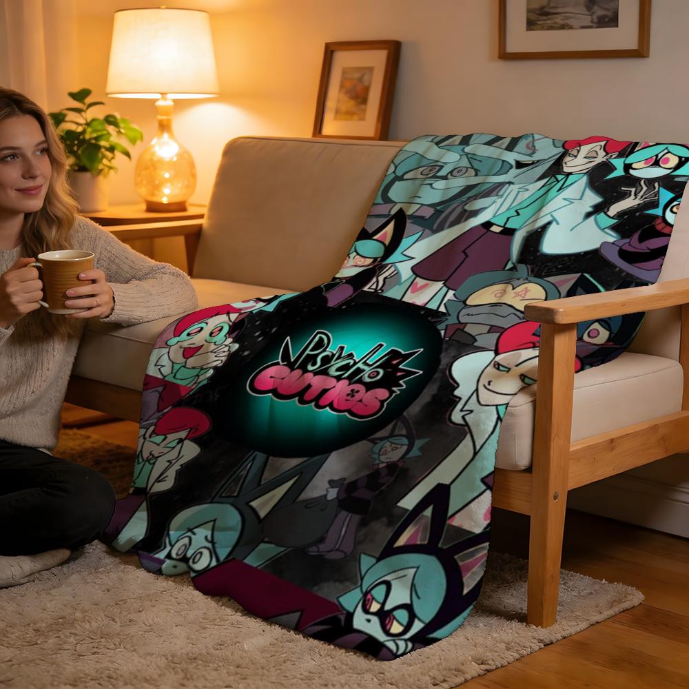 Throw High-Density Short Plush Blanket For Sofa Nap Air-Conditioned Room Soft Skin-Friendly Anime P-Psychocuties Mimi