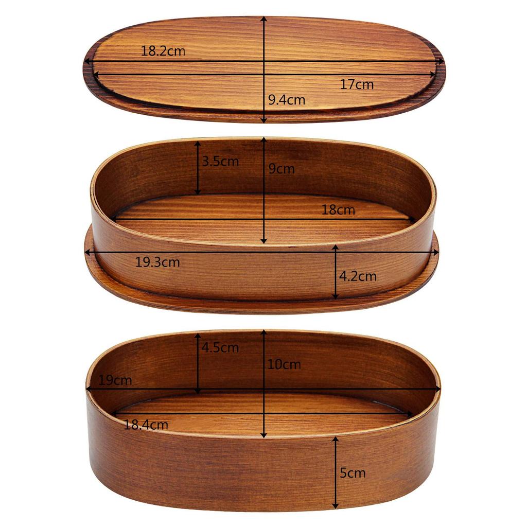 YFWOOD Magewappa Bento with Convenient Nested Bento Made of Natural Cedar Wood with Genuine Lacquer Moisturizing Side Large Perfect for or Any Box,