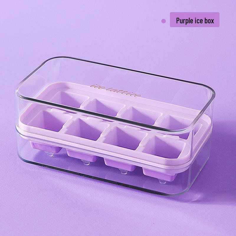 8-Cell Press-Type Ice Cube Tray with Lid, Quick-Release DIY Ice Mold