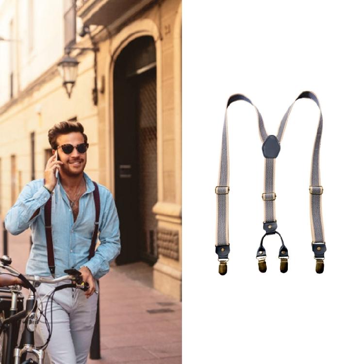 Vintage Style Adjustable Suspenders NonSlip Y Back Clips Soft Elastic Rubber 2.5cm Width Adult Accessory