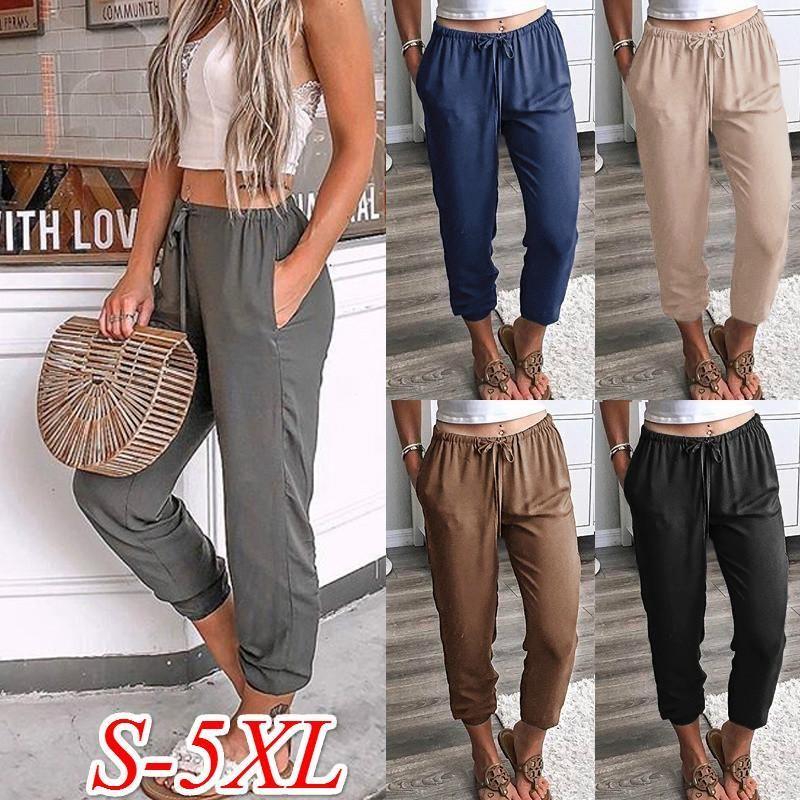 

Womens High Waist Loose Cotton Harem Pants With Comfortable And Fashionable Ninth Design 4XL серый