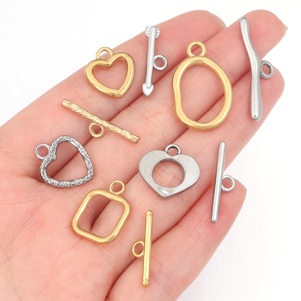 1 Set Stainless Steel OT Clasps Metal Toggle Clasps Wavy Buckle Connectors For Jewelry Making DIY Bracelets Necklace Accessories