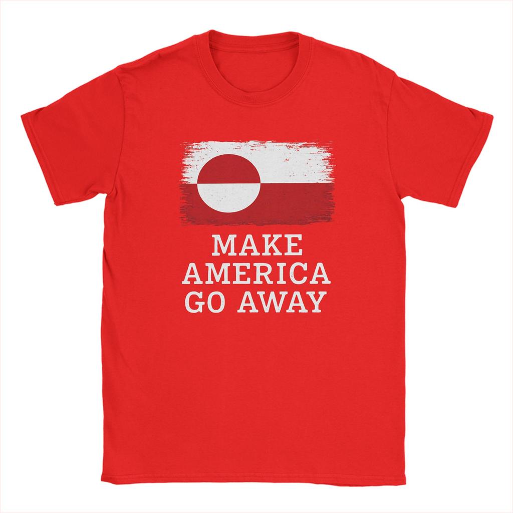 Oversized T Shirt Summer Make America Go Away Leisure TShirts Greenland Flag Cotton Tshirt for Men Y2K Short Sleeve Clothing