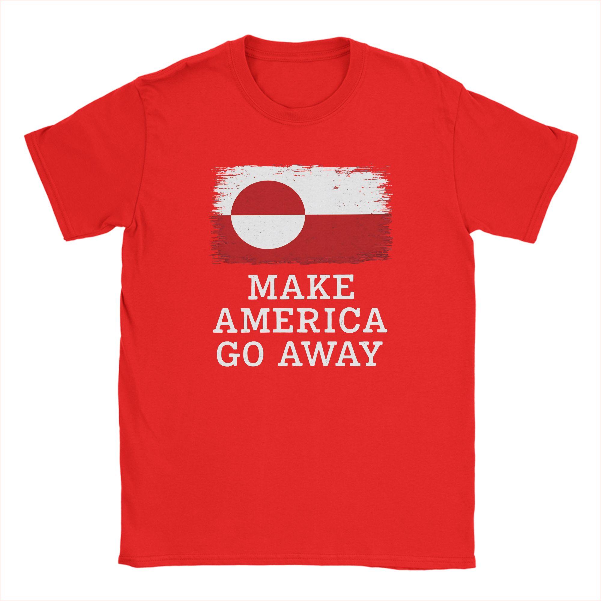

Oversized T Shirt Summer Make America Go Away Leisure TShirts Greenland Flag Cotton Tshirt for Men Y2K Short Sleeve Clothing S