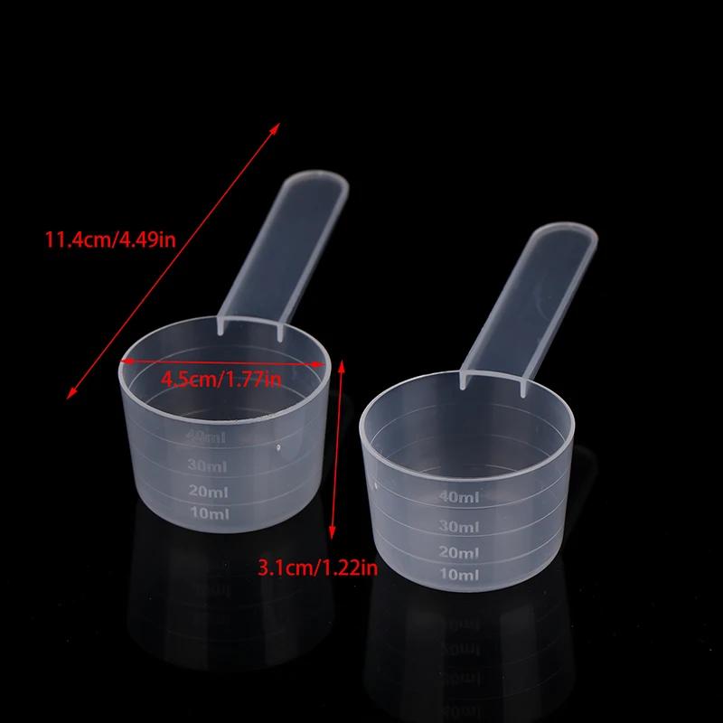 10PCS 40ML 20g Flat Bottom Graduated Measuring Spoon With Scale Transparent Plastic Kitchen Baking Measuring Spoon Tableware