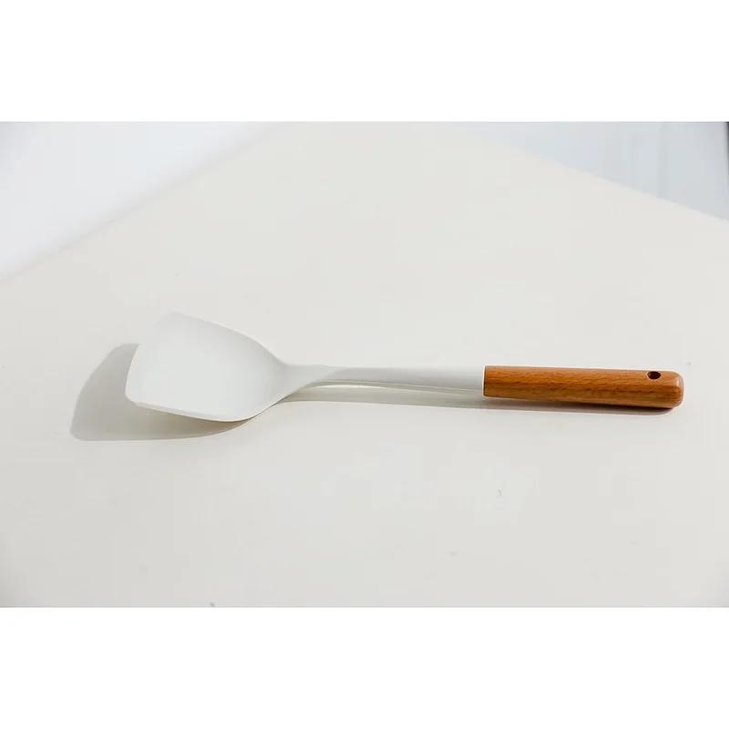 Zestaw przyborów kuchennych z silikonu premium, nieprzywierające szpatułki, łopatki, drewniane uchwyty, zestaw do gotowania z pudełkiem do przechowywania, narzędzia kuchenne
