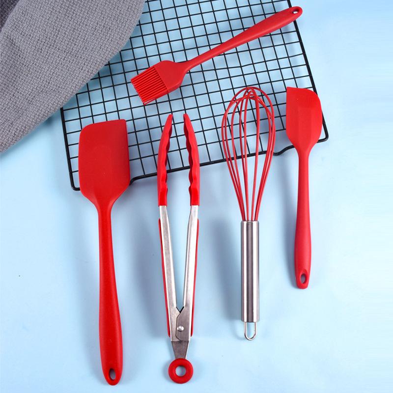 Baking Kitchenware Set with Silicone Scraper, Spatula, Oil Brush, Egg Beater, Steak Clip, and Heat-Resistant Baking Tools