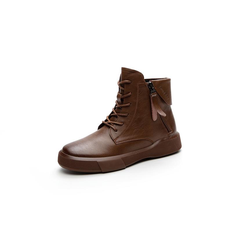2025 autumn and winter soft-soled women's new British Martin boots casual flat-bottomed velvet retro cotton boots versatile short boots