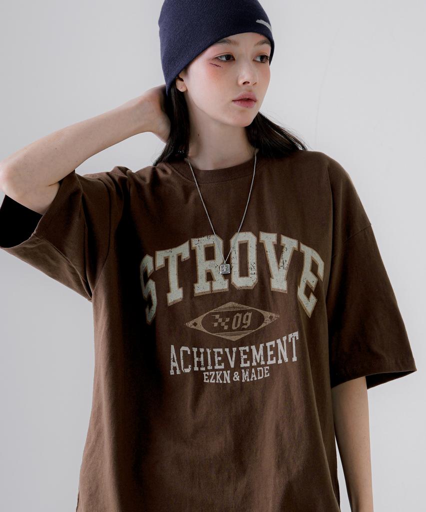 EZKATON Strobe Short Sleeve T-Shirt Brown Kmst6774
