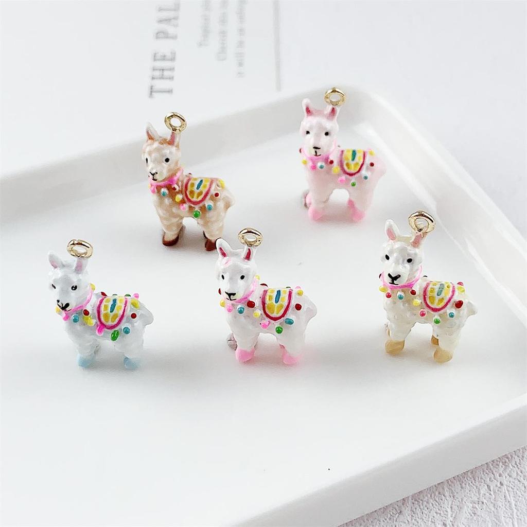 Kleurrijk 3D Alpaca Cartoon Bedeltje Hanger voor DIY Sieraden Armband Ketting