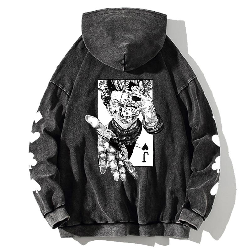 HUNTER×HUNTER Hoodie Hisoka Manga Sweatshirt Men Women Clothing Long Sleeve Oversized Streetwear Washed Cotton Hooded Pullover