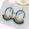 Bohemian Round Water Drop Tassel Earrings Jewelry Ethnic Style Hand Woven Hollow Geometric Statement Earrings for Women Girls