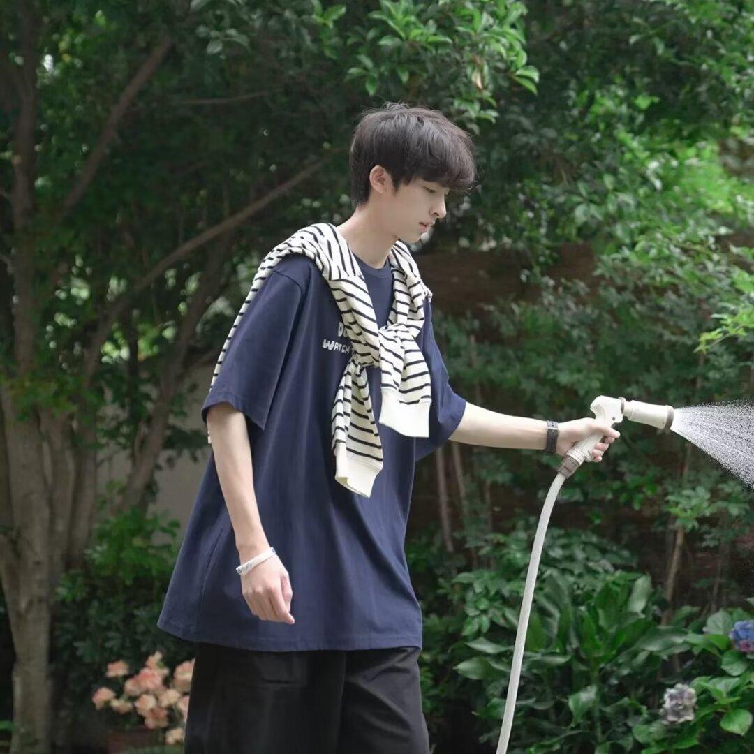 

Мужская модная футболка с круглым вырезом и короткими рукавами с принтом для лета, свободный повседневный топ 3XL темно-синий