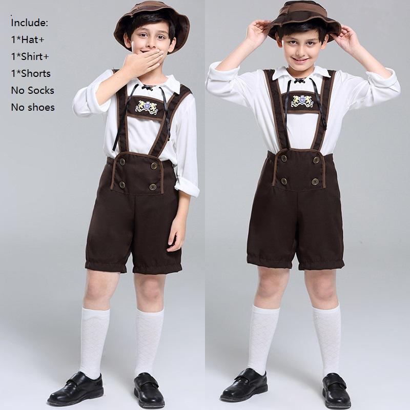 Elegant Children's German Oktoberfest Stage Costume With Hat For Halloween Cosplay