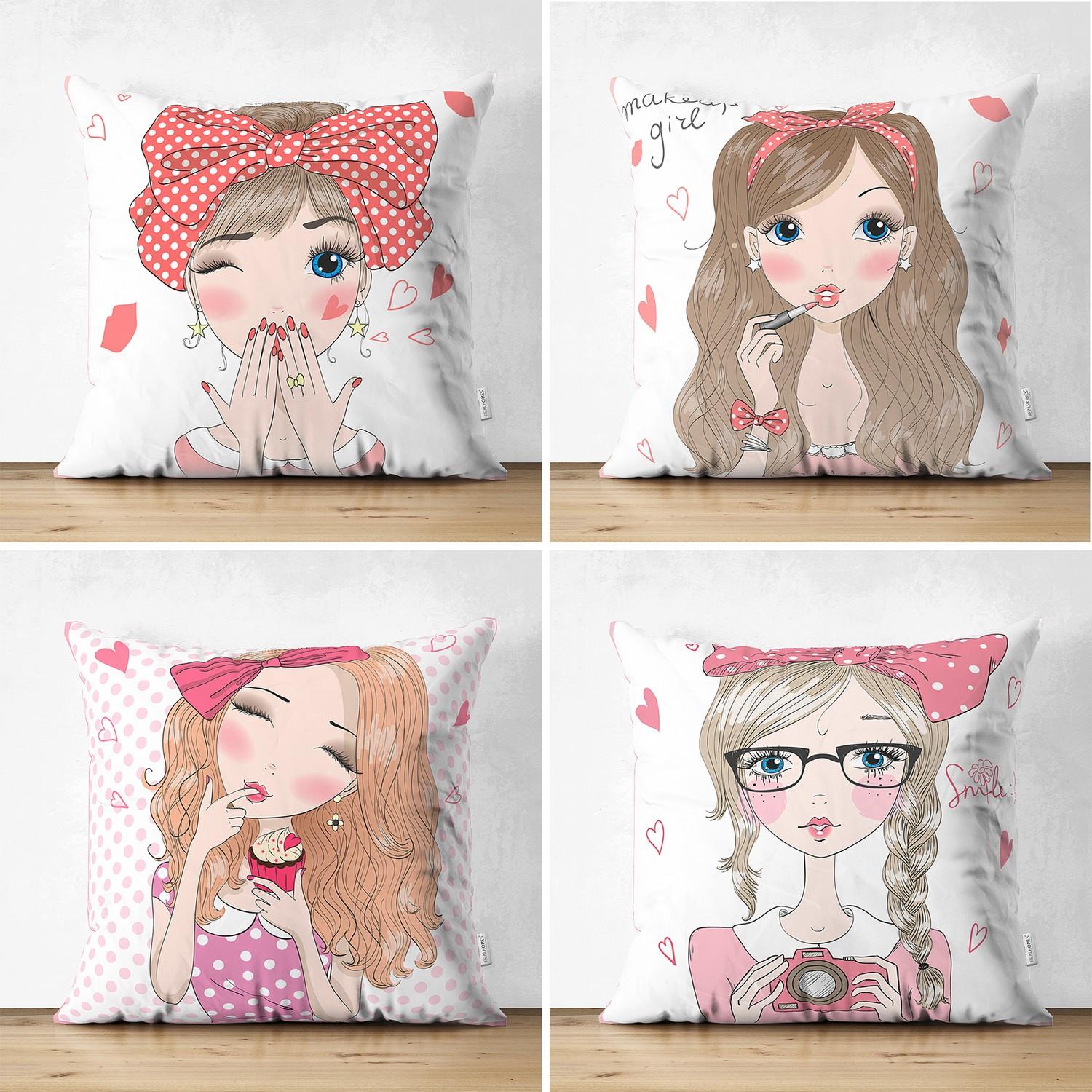 

Модный набор для девочек из 4 двухсторонних замшевых подушек и наволочек