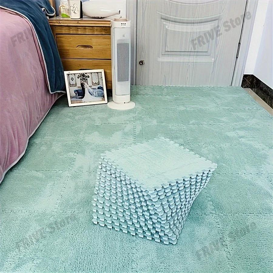 16pcs Soft Anti-Fall Interlocking Floor Mat Square Foam Tile Carpet Children's Puzzle Sports Mat Bedroom Bedside Decoration