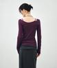 MONGDOL [Set] Boat Neck Layered Ribbed T-Shirt Violet Mdts087Violet