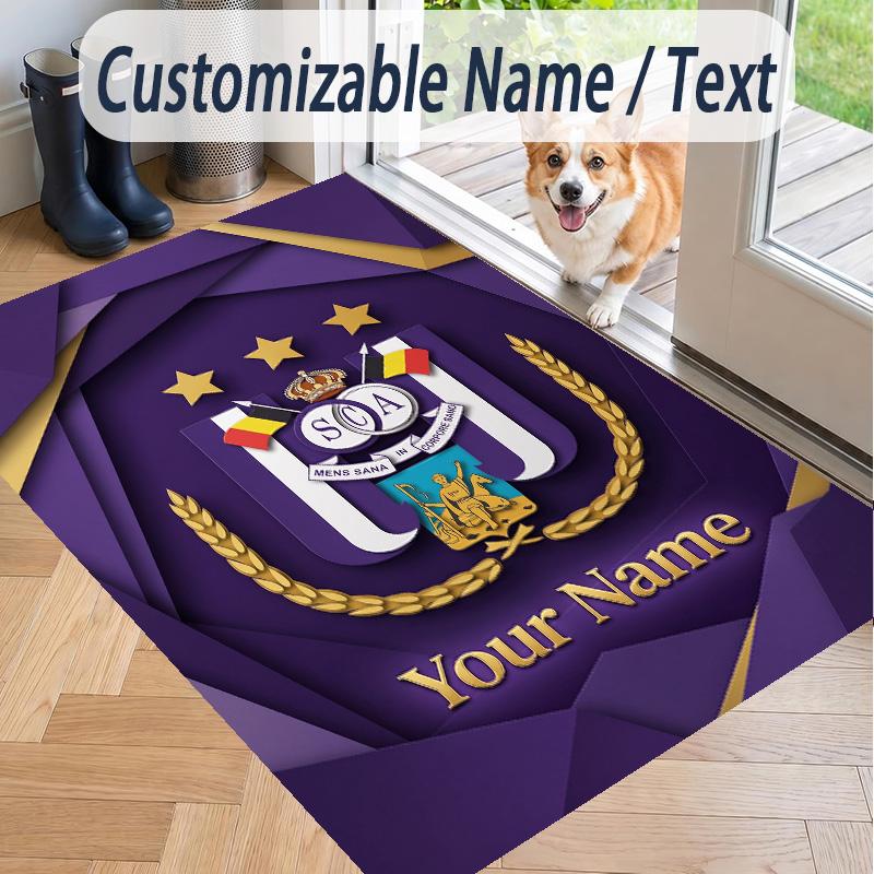 Custom Text Printed Rug Anderlecht FC Non Slip Floor Carpet For Home Room Decor