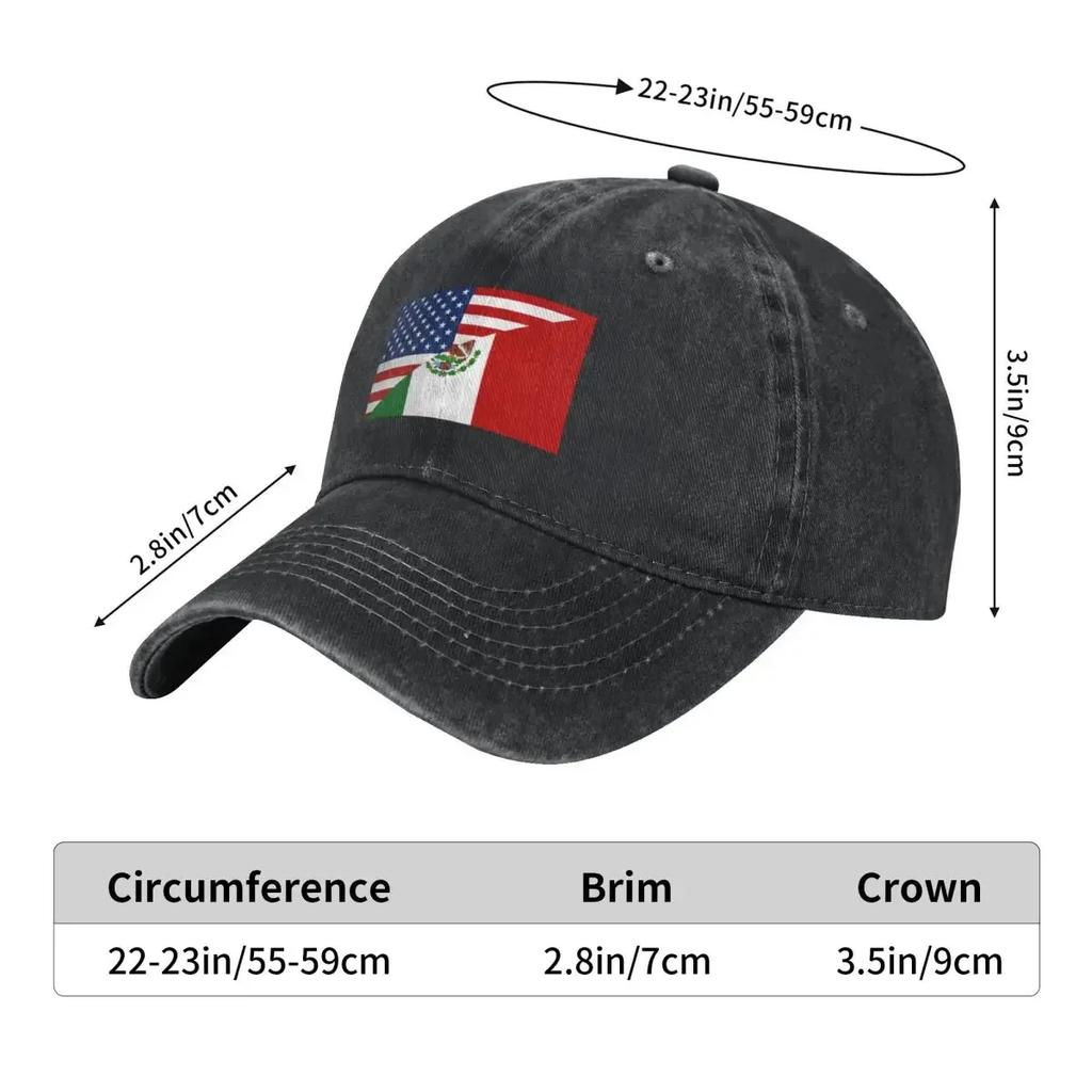 USA MEXICO Flag America Adult Retro Denim Washed Baseball Caps Women Cowboy Street Tide Hat Hiking Womens Trucker Cap