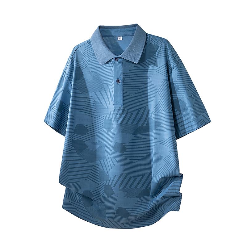 

Summer Ice Silk Short Sleeve T-shirt Men s Loose Half Sleeve T-shirt Ice Silk Thin Collar Polo Shirt 2XL