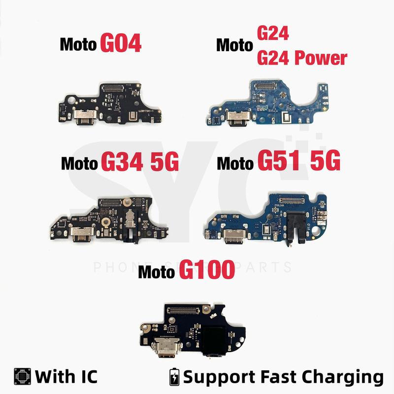 1Pcs Good quality USB Charger Dock Connector Charging Port Microphone Flex Cable For Motorola Moto G04 G24 Power G34 5G G51 G100