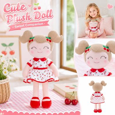 Plush Soft Doll Stuffed Toy Fabric Body Cloth Doll with Dress and Shoes for Kids Playroom Nursery Decoration