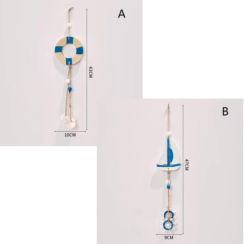 Mediterranean Style Decorative Pendant Home Background Wall Mounted Lighthouse Sailboat Wooden Crafts