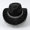 Hand Beading Diamond Tassels Hat Cowboy Hats for Carnivals Music Festival