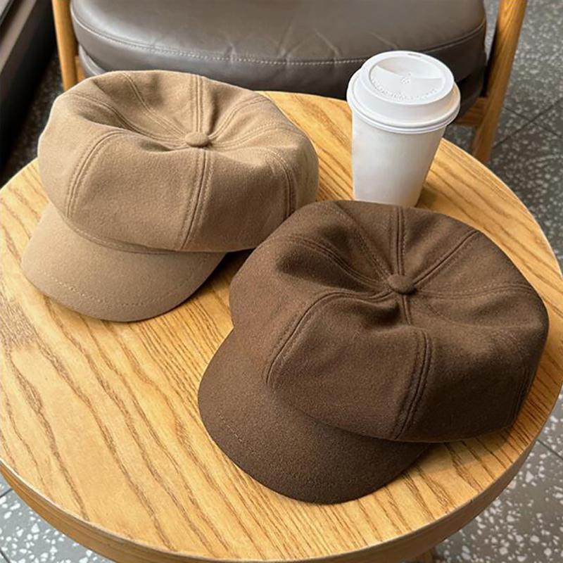 Painter Berets Girls Cap Newsboy Brand Latest Fresh Octagonal Winter Autumn Color Plain Solid Hat Beret Women Fashionable Trendy School Old Vintage