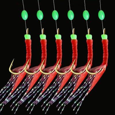 Feather Hook Fishing String Hooks Fishskin Skirt Lure Fishing Sabiki Rigs Artificial Fishing Lures