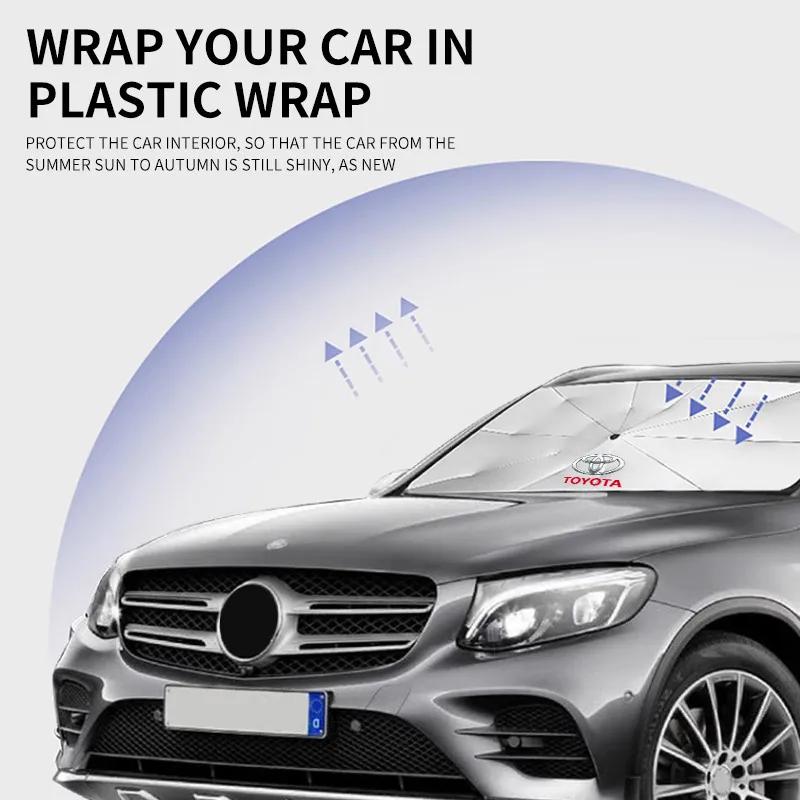 Radkappen Auto Logo Windschutzscheiben-Sonnenschutz Schirm für Toyota Chr Corolla Camry Rav4 Yaris Hilux Prius Avensis Auris Prado Verso Gaz