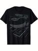 Retro DJ Plattenspieler Schallplatte Musik T-Shirt 100% Baumwolle Rundhals Kurzarm Sommer Freizeit Herren T-Shirt Streetwear