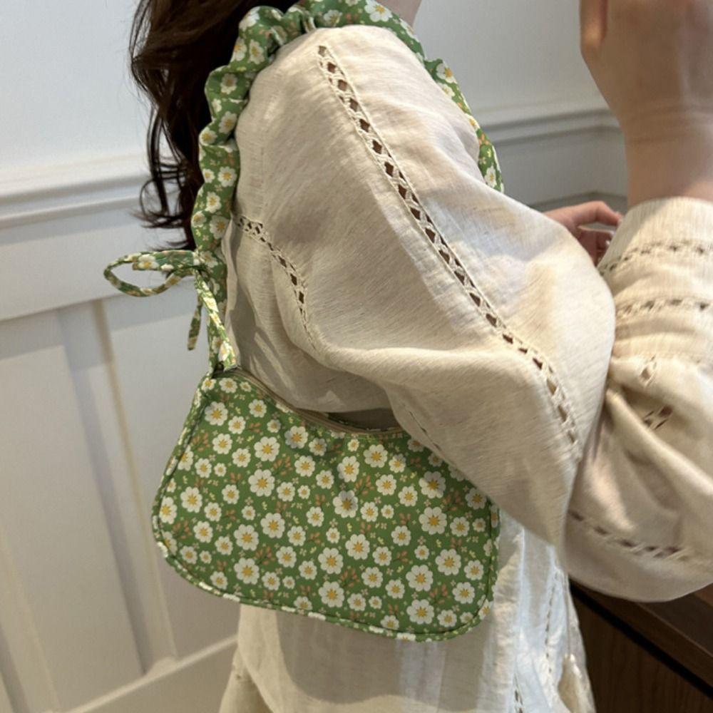 Large Capacity Sweet Canvas Bag Bow Lovely Tote Bag Korean Style Printing Shoulder Bag Outdoor