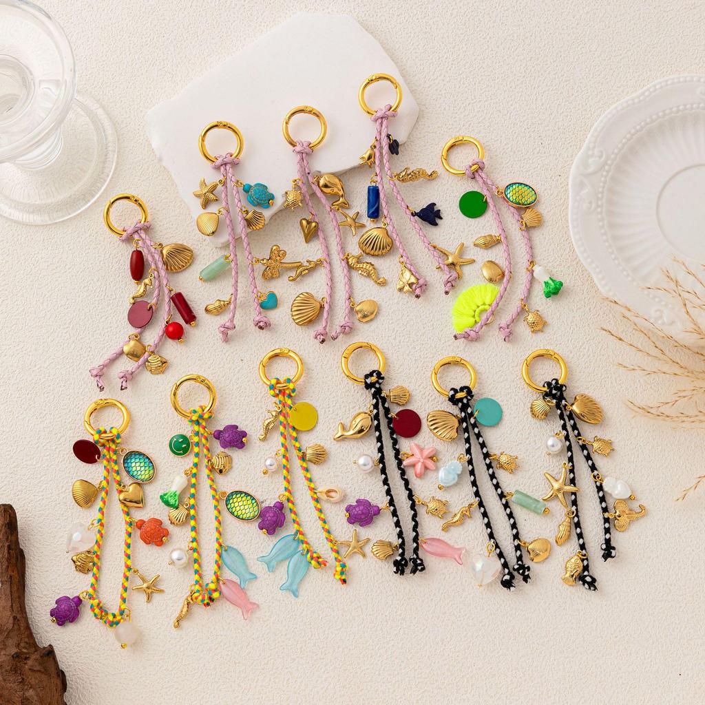 European Bestselling Colorful Retro Shell & Fish Bone Hand Rope Pendant Ornament