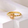 Pink Zircon Stainless Steel Ring for Women 18K Gold-plated Anti Fading Open Ring Wedding Jewelry Prom Accessories Christmas Gift