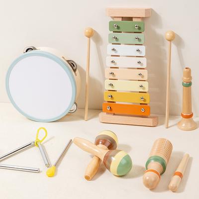 Holz-Orff-Schlaginstrument Schlagzeug-Simulation Schlagzeuger Rassel-Set Baby-Beruhigung Frühpädagogik Spielzeug