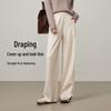 Women's Loose Fit Acetate Wool Straight-Leg Casual Pants