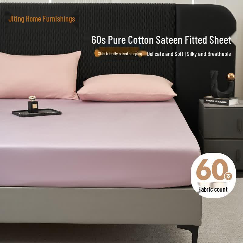 Jiting 60-Count Pure Cotton Sateen Fitted Sheet 150x200cm+30cm