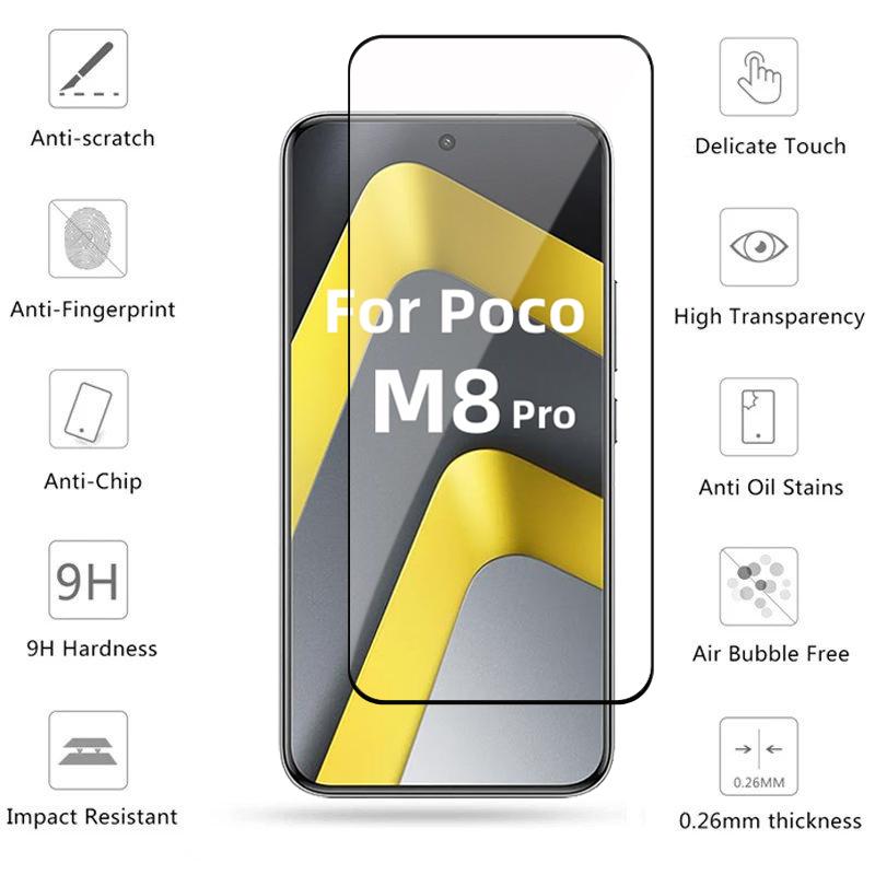 Full Cover Glass For Poco M8 Pro 5G Tempered Glass Poco M8 Pro Screen Protector 3D Protective Phone Film For Poco M8 Pro