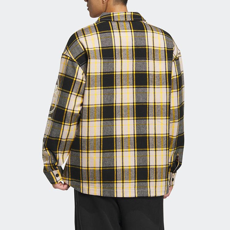 Adidas Neo Embroidered Logo Check Stripe Print Single-Breasted Jacket Men Jacket Deep-Yellow IA6824