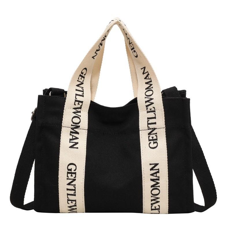 Fashionable Canvas Tote Bag With Alphabet Print Shoulder Bag For Women