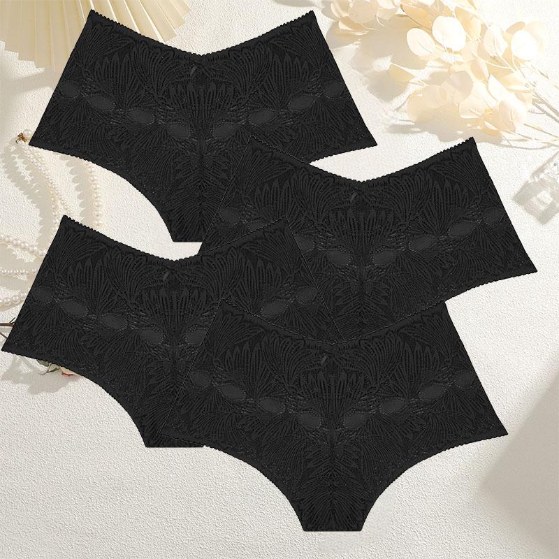 4PCS/Set Lace Panties for Women Floral Hollow Out Cheekie Style Sexy Underwear Female Intimates Lingerie Finetoo Design Panties