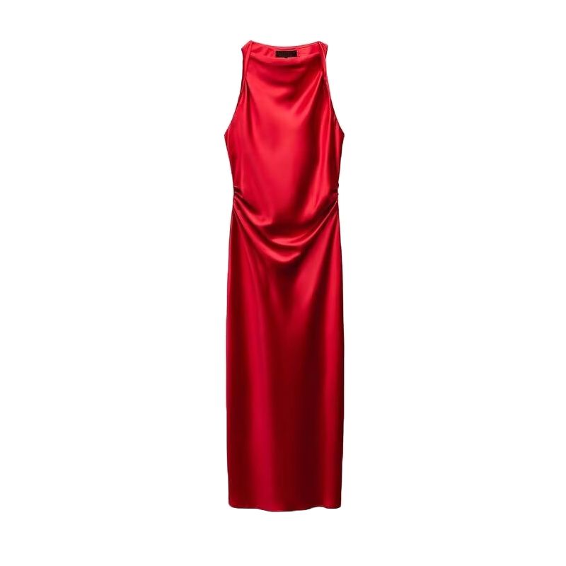 

Весна Красный Новый Стиль Вечернее Платье Жилет Длинное Платье Французский Шелк Сатин Текстура Юбка Миди Платье 8372090 Big Red L
