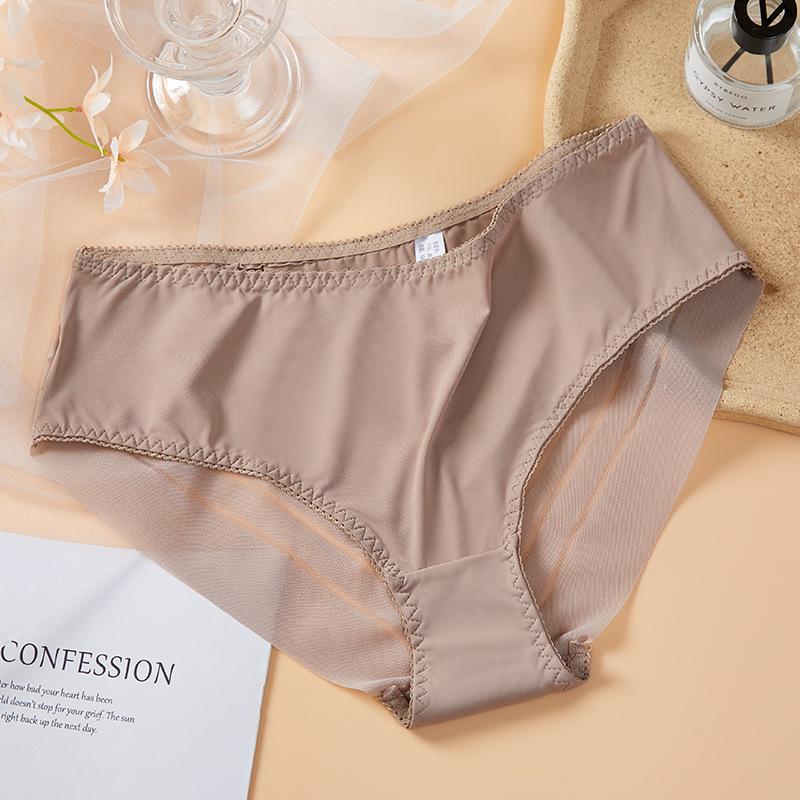 

Безшовні трусики з мереживом з високою посадкою - Бежеві, Дихаюча бавовна з крижаного шовку, Великий розмір. XL (120-150 jin)