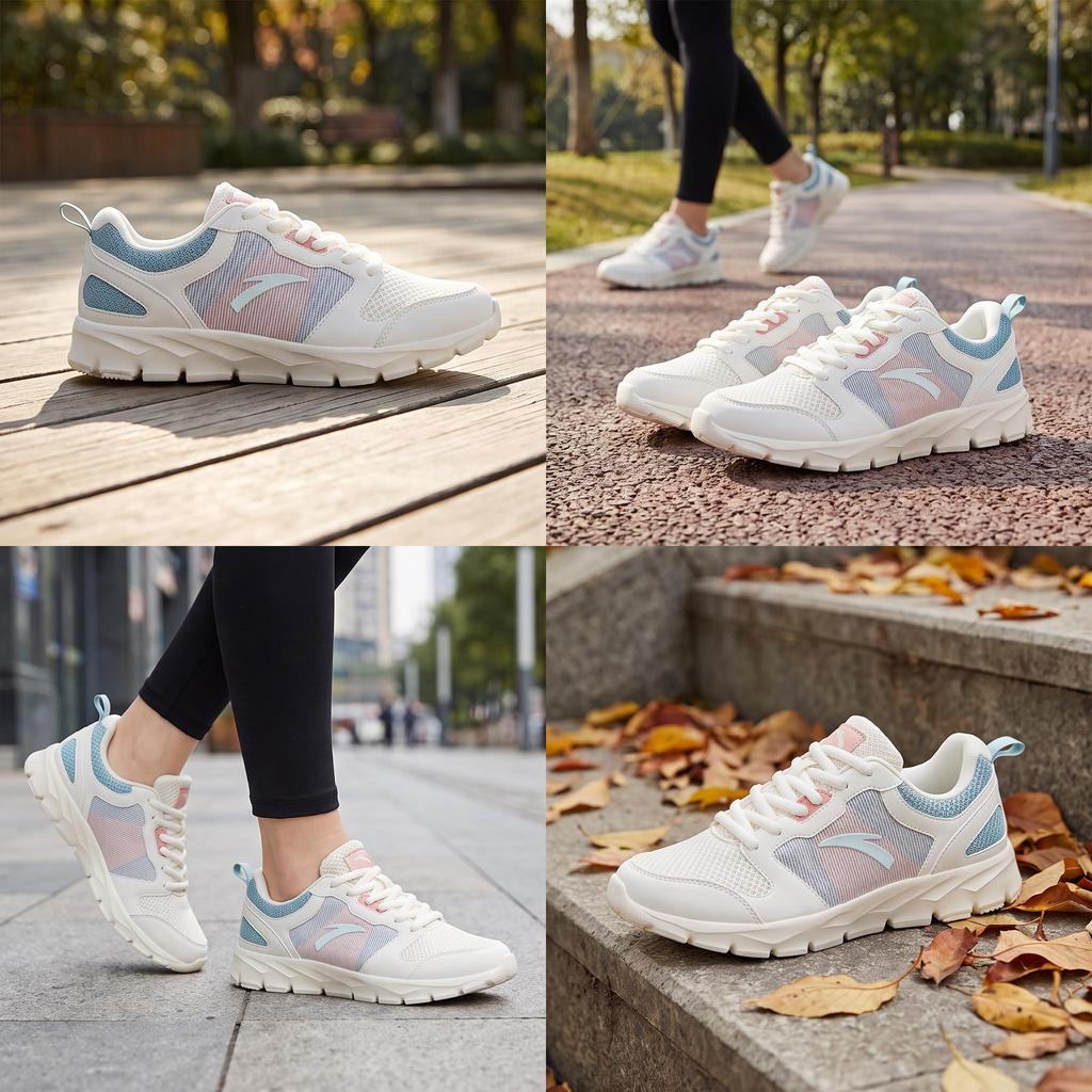 Anta Mesh Slip Resistant, Abrasion Resistant, Lightweight Low top Running Shoes Women's White Cyan 92625512-23