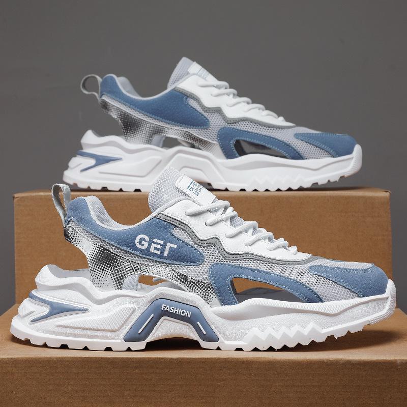 Sandals Men's Summer New Bag Head Hollow Breathable Mesh Mesh Shoes Youth Sports Non-slip Deodorant Beach Men's Shoes