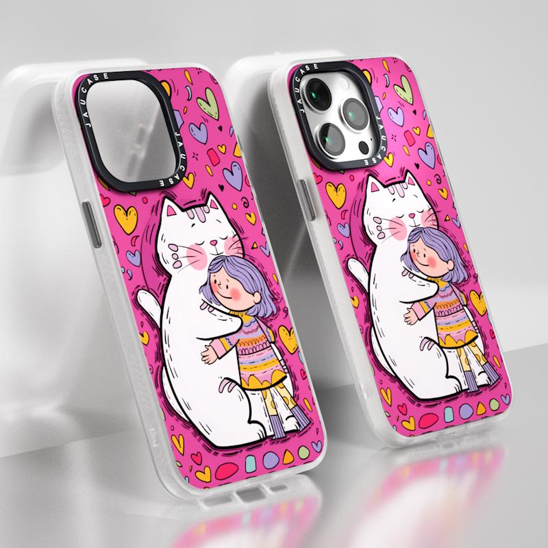 JAUCASE For iPhone 15 Pro Case Compatible with MagSafe PC+TPU Phone Cover Cartoon Cat