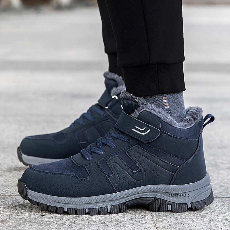 2024 Winter Women Men Boots Plush Leather Waterproof Sneakers Climbing Hunting Shoes Unisex Lace-up Outdoor Warm Hiking Boot Man