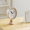 Classic Round Dial Wall Clock with Wooden Base Silent, Accurate Timekeeping, Perfect for Living Room Coffee Table or Bedroom Nightstand,